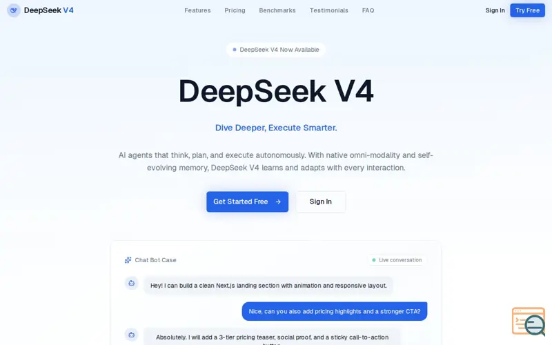 Screenshot of DeepSeek-V4 