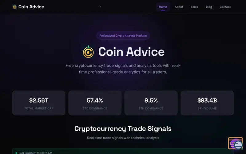 Screenshot of CoinAdvice - Free Crypto Tools