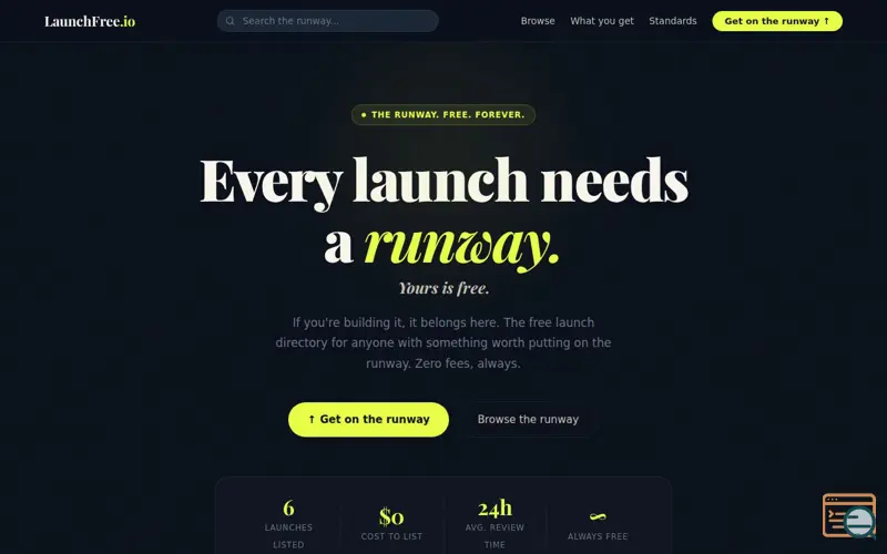 Screenshot of LaunchFree.io