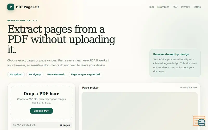 Screenshot of PDFPageCut 