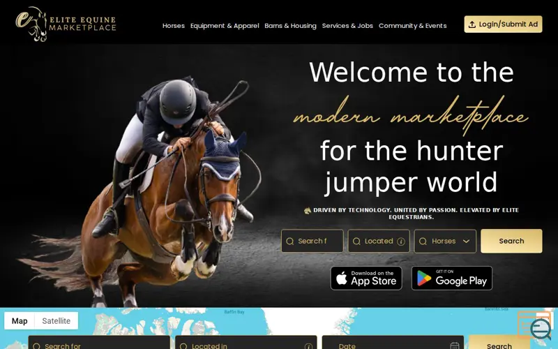 Screenshot of Elite Equine Marketplace, a launch using DataTables