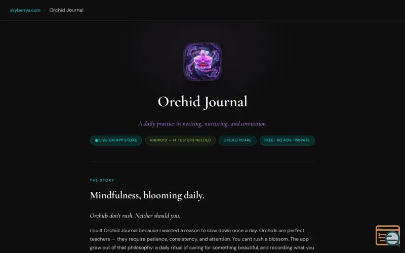 Screenshot of Orchid Journal