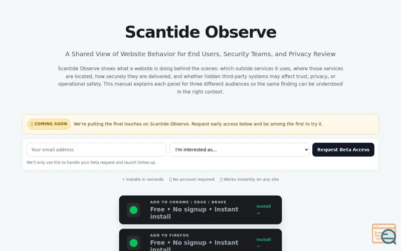 Screenshot of Scantide Observe
