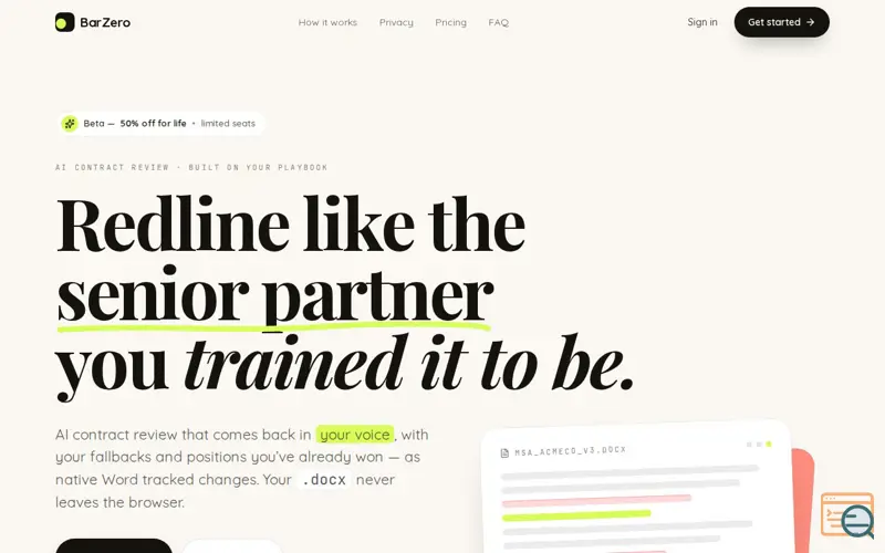 Screenshot of Barzero.ai