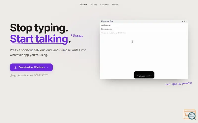 Screenshot of Glimpse 1.0