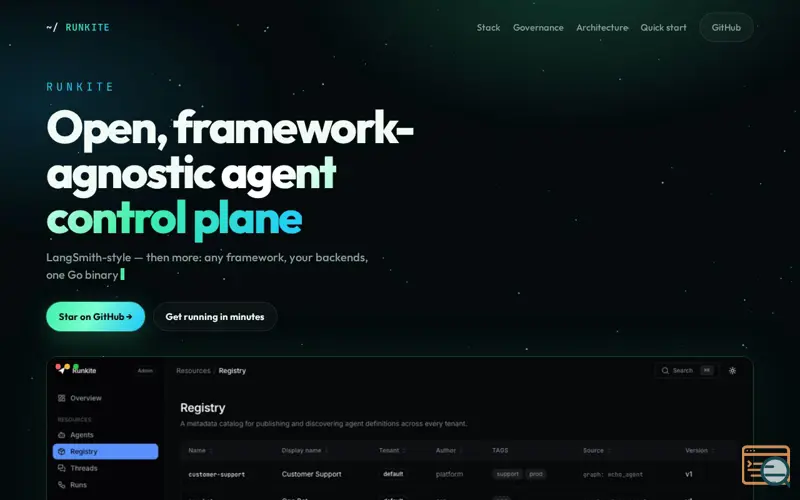 Screenshot of Runkite: Self-hosted Agent Control Plane