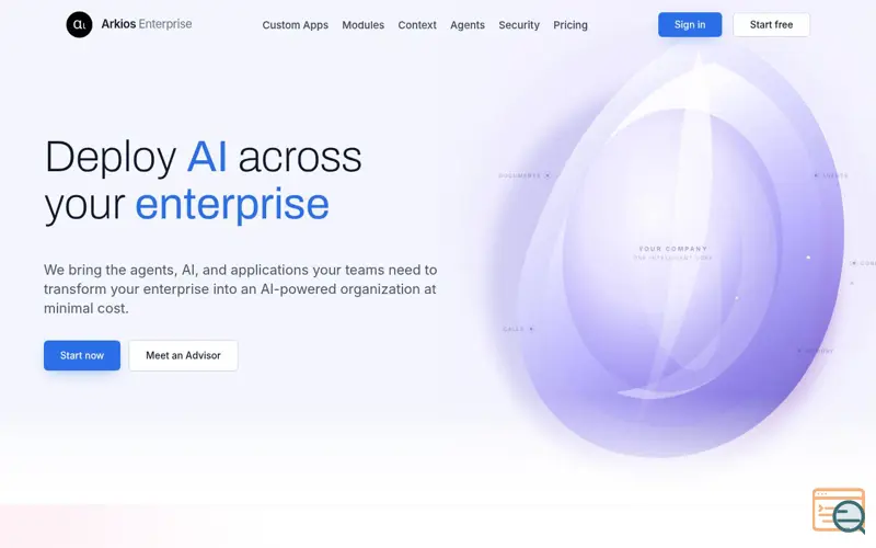 Screenshot of Arkios, Enterprise AI