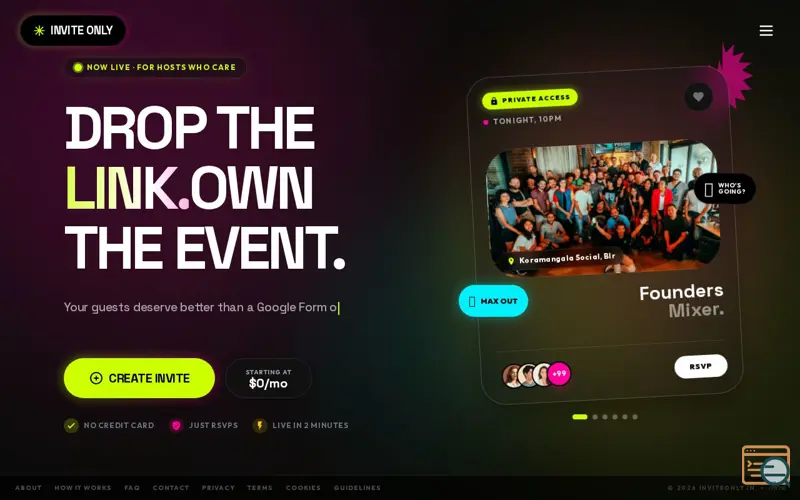 Screenshot of Invite Only