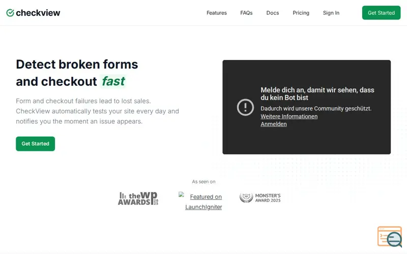 Screenshot of CheckView, a launch using Presto Player