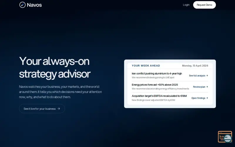 Screenshot of Navos AI, a launch using Framer