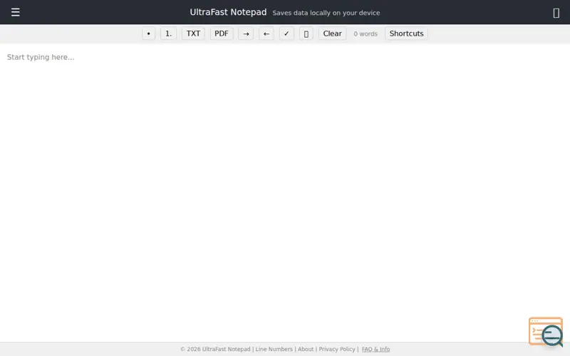 Screenshot of UltraFast Notepad 