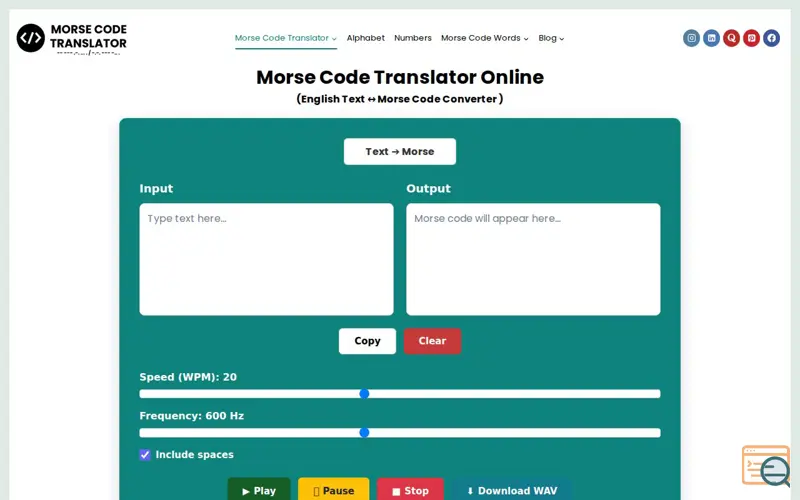Screenshot of Morse Code Translator