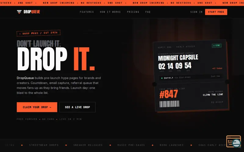 Screenshot of DropQueue