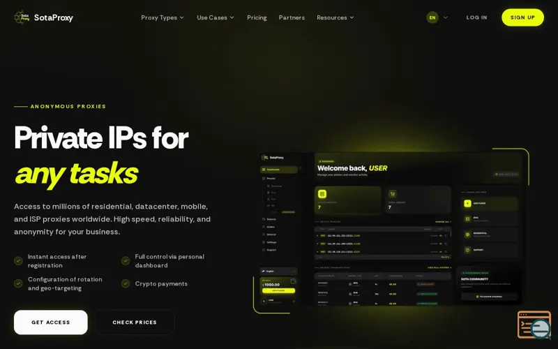 Screenshot of SotaProxy