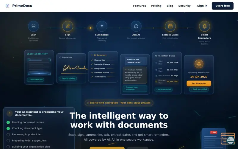 Screenshot of PrimeDocu