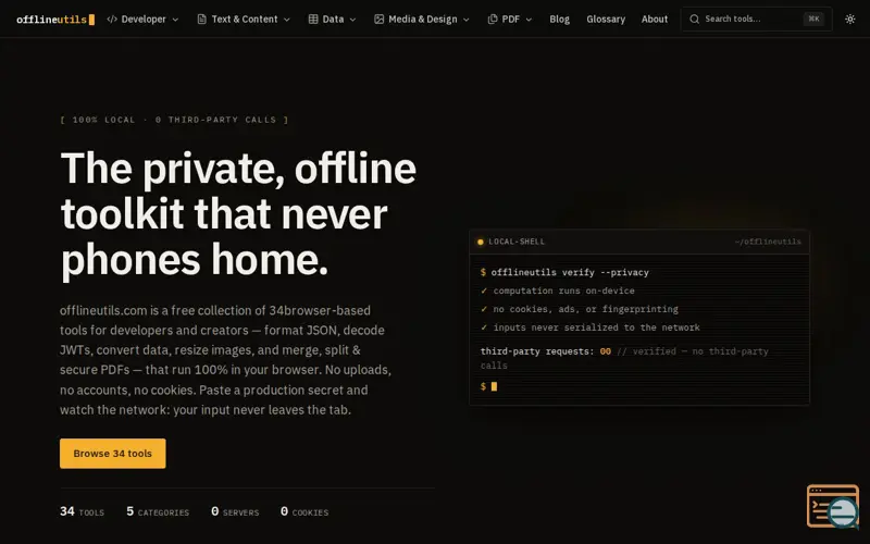 Screenshot of offlineutils.com