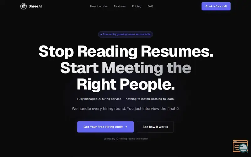 Screenshot of ShreeAI — AI Hiring System for Growing Startups