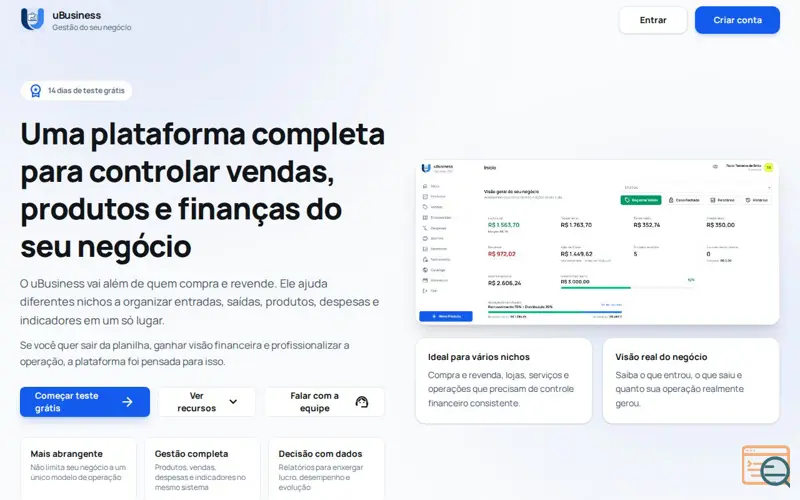 Screenshot of uBusiness