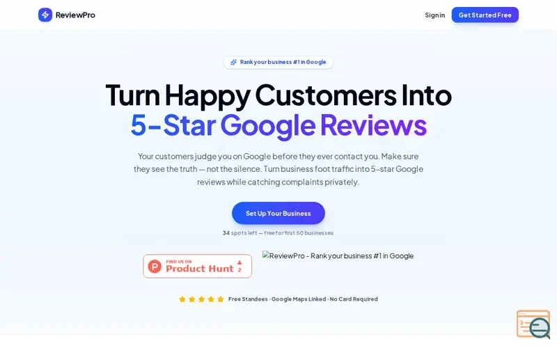 Screenshot of ReviewPro