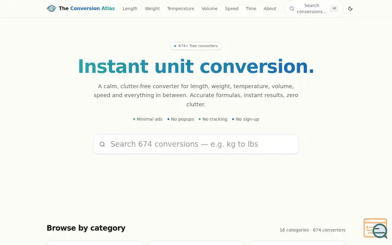 Screenshot of The Conversion Atlas