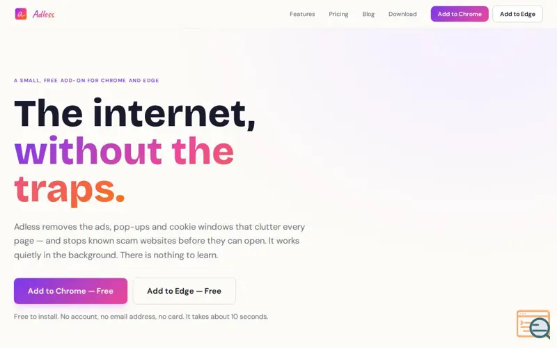 Screenshot of Adless — Your Friend While Browsing