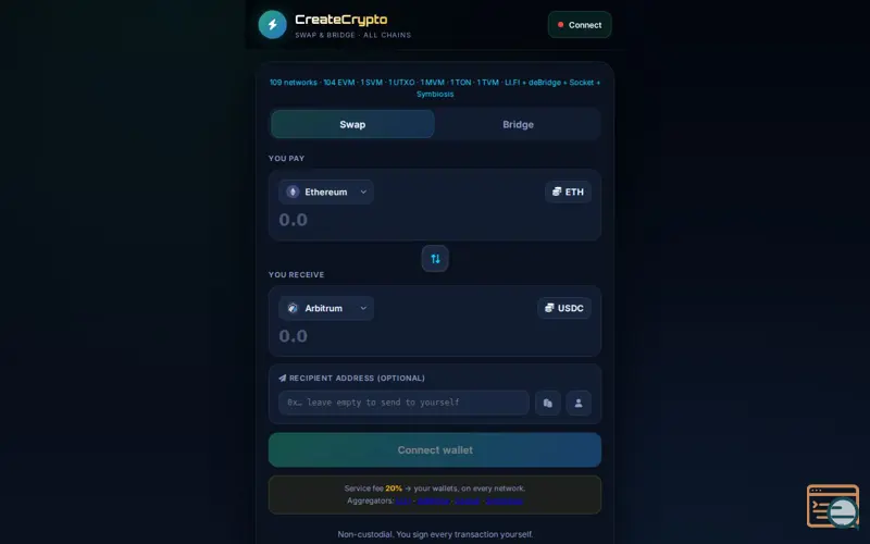 Screenshot of CreateCrypto.online