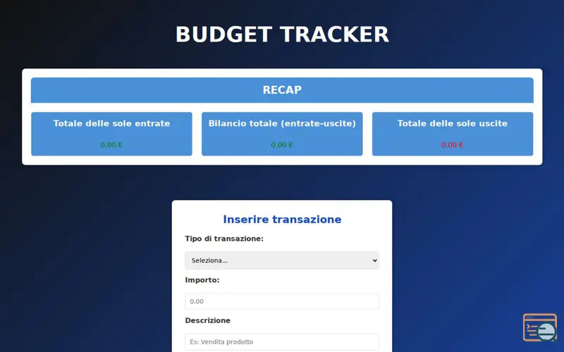 Screenshot of Budget tracker
