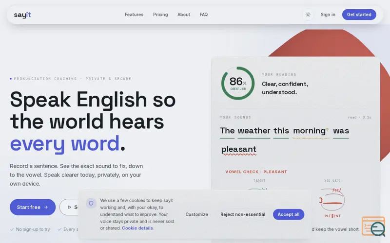 Screenshot of sayit