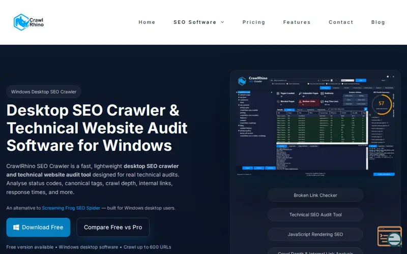 Screenshot of CrawlRhino SEO Crawler