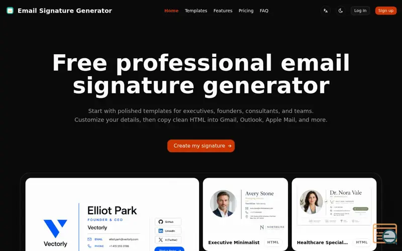 Screenshot of Email Signature Generator