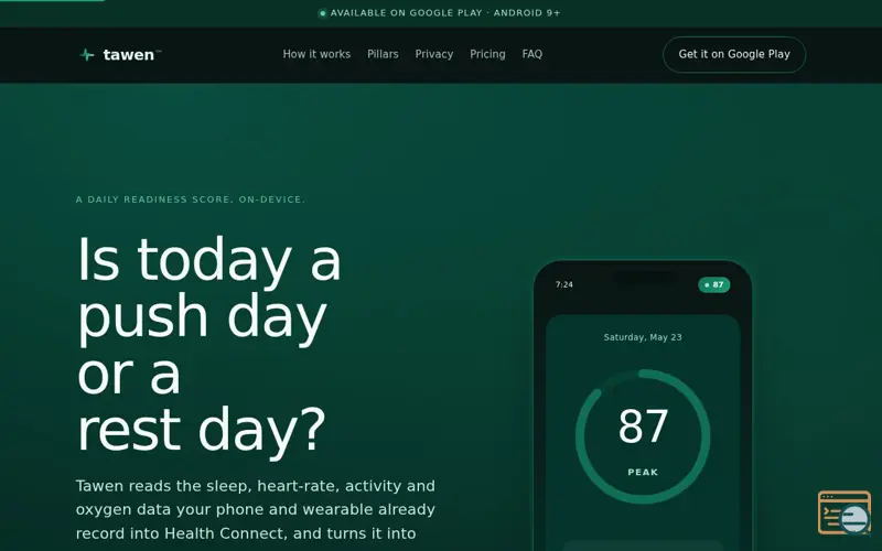 Screenshot of Tawen — On-Device Daily Readiness Score