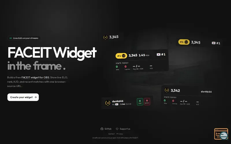 Screenshot of FACEIT Widget for OBS | Live CS2 Stats Overlay