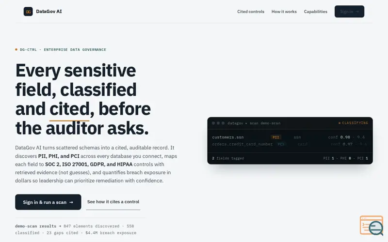 Screenshot of DataGov AI