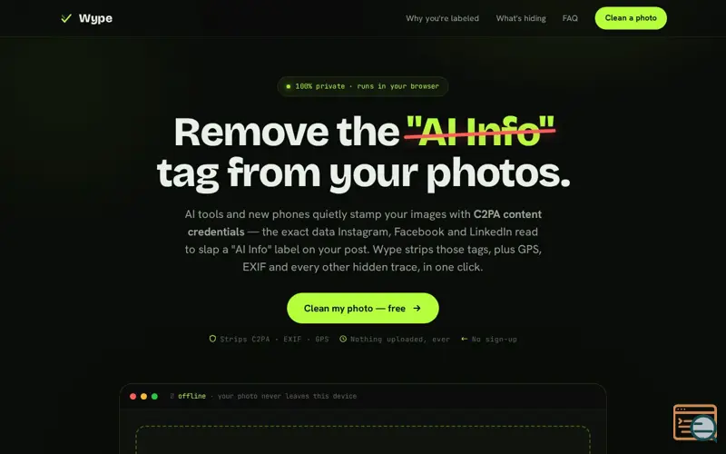 Screenshot of AI Info Remover for Images