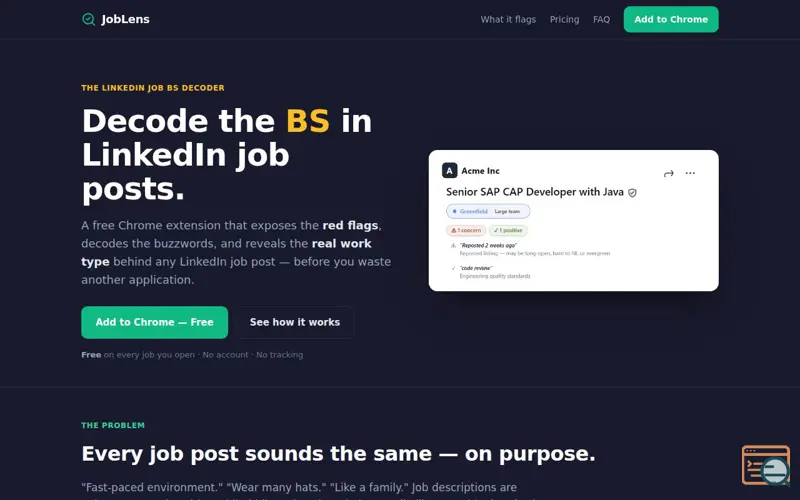 Screenshot of JobLens