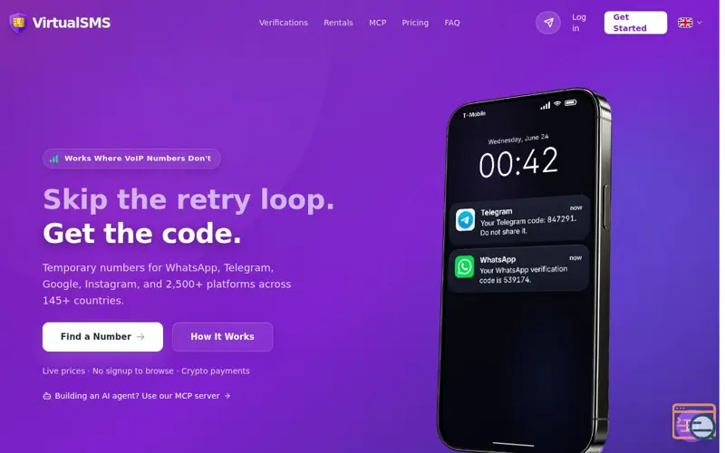 Screenshot of VirtualSMS, a launch using Motion