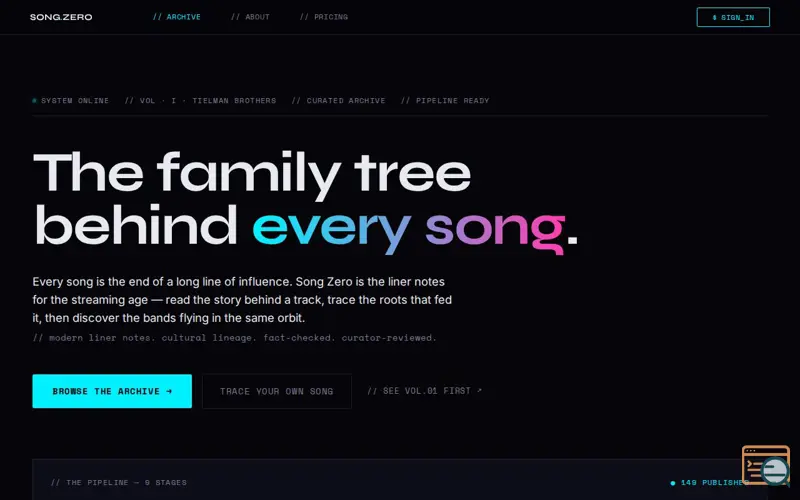 Screenshot of Song Zero — The Family Tree Behind Every Song