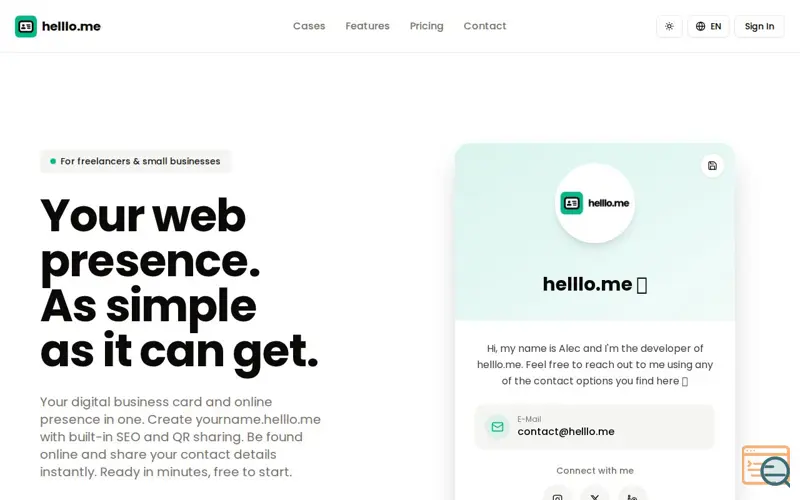 Screenshot of helllo.me