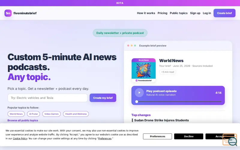 Screenshot of fiveminutebrief
