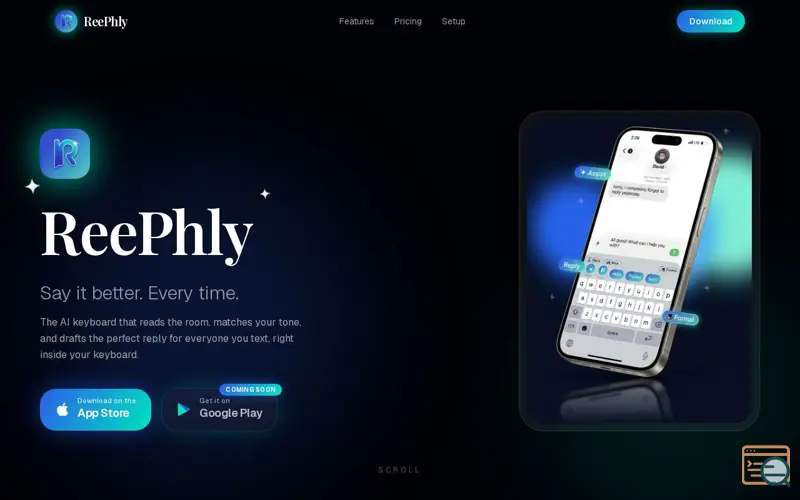 Screenshot of ReePhly: The AI Keyboard That Knows You