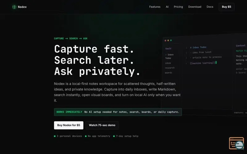 Screenshot of Nodex