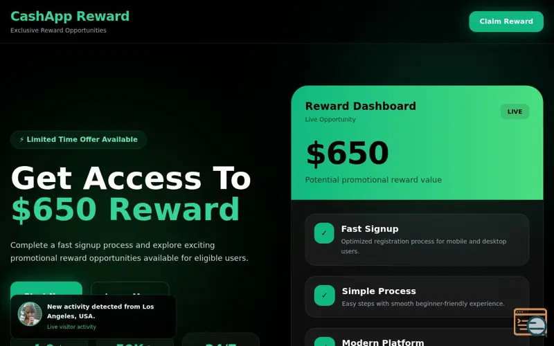 Screenshot of CashApp Reward