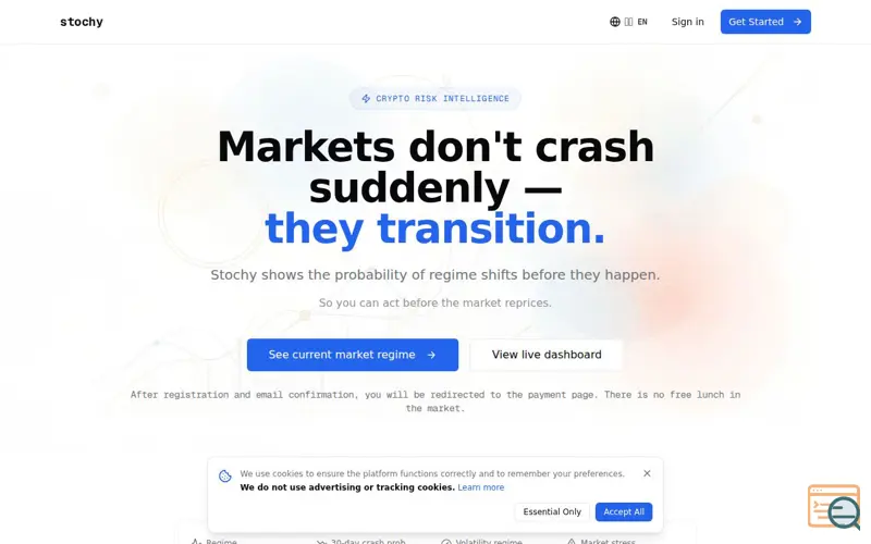 Screenshot of Stochy, a launch using Bluehost Email