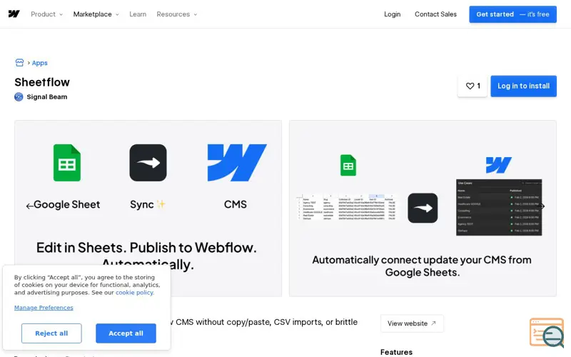 Screenshot of Sheetflow, a launch using PartnerStack