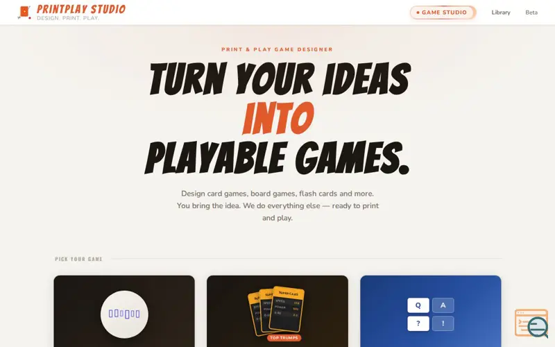 Screenshot of PrintPlay Studio