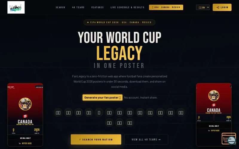Screenshot of FanLegacy
