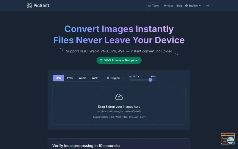 Screenshot of PicShift