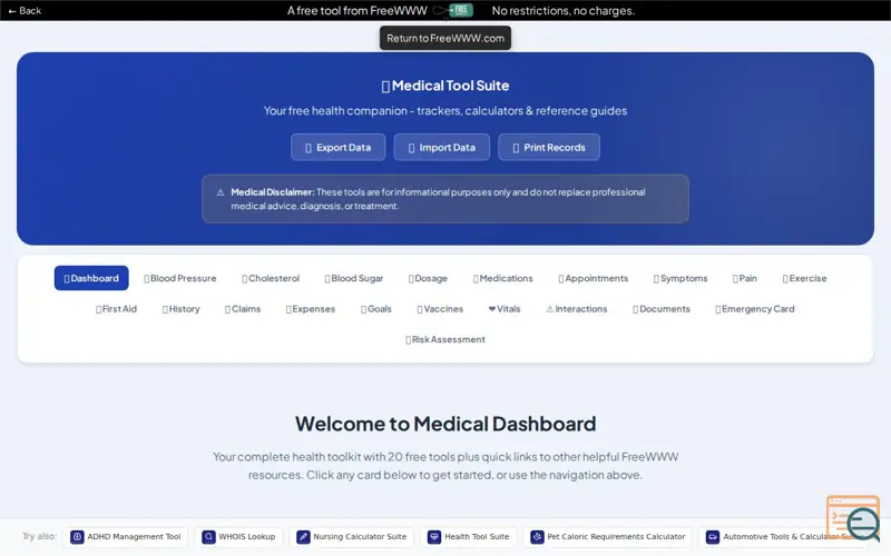 Screenshot of Medical Tool Suite