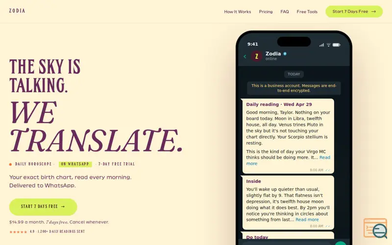 Screenshot of Zodia - Personal daily astrology