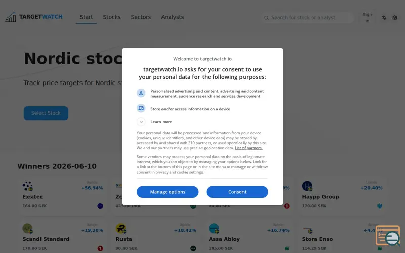 Screenshot of TargetWatch